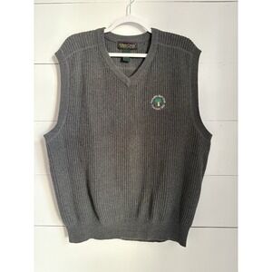 Vintage Cross Creek Men‎ LG Gray Sleeveless Sweater Vest Y2K Palmetto Golf Club